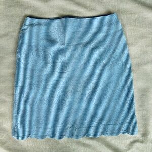 Talbot’s Classic Seersucker Blue and White striped A-line skirt. Size 8